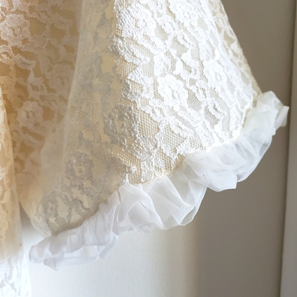 Marie Claire Vintage House Coat Cream Lace 100% Nylon Line Snap Closure Woman 48 - Picture 7 of 11